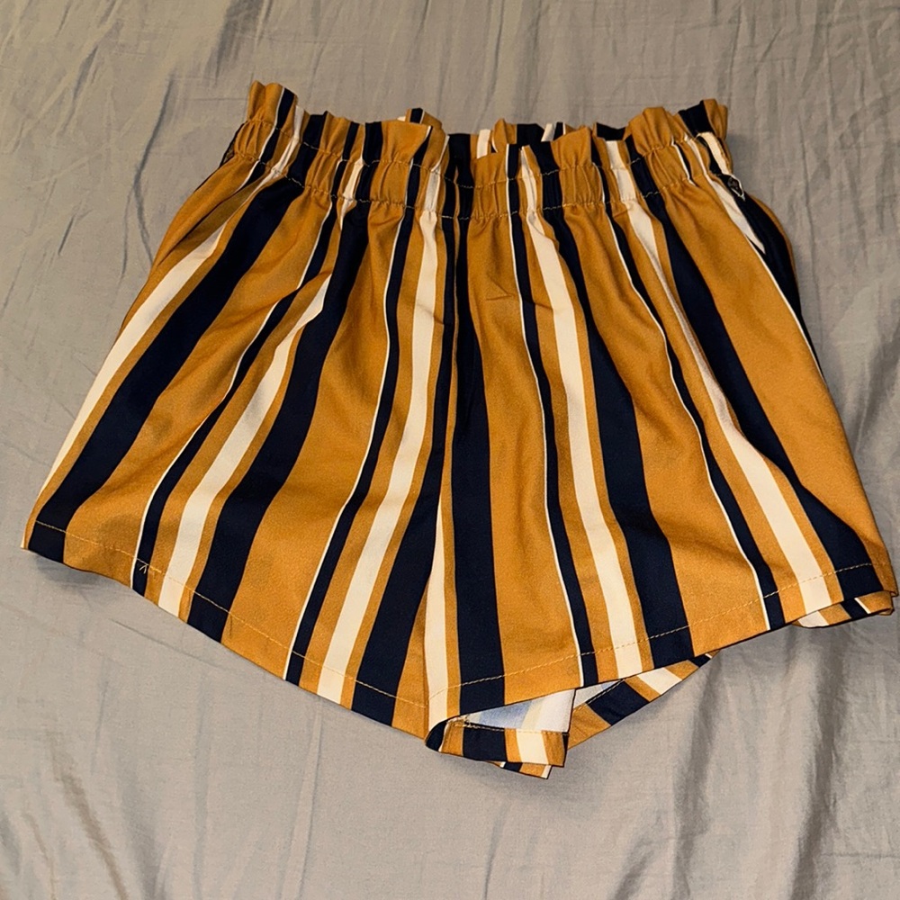 SHEIN Striped Paper Bag Shorts